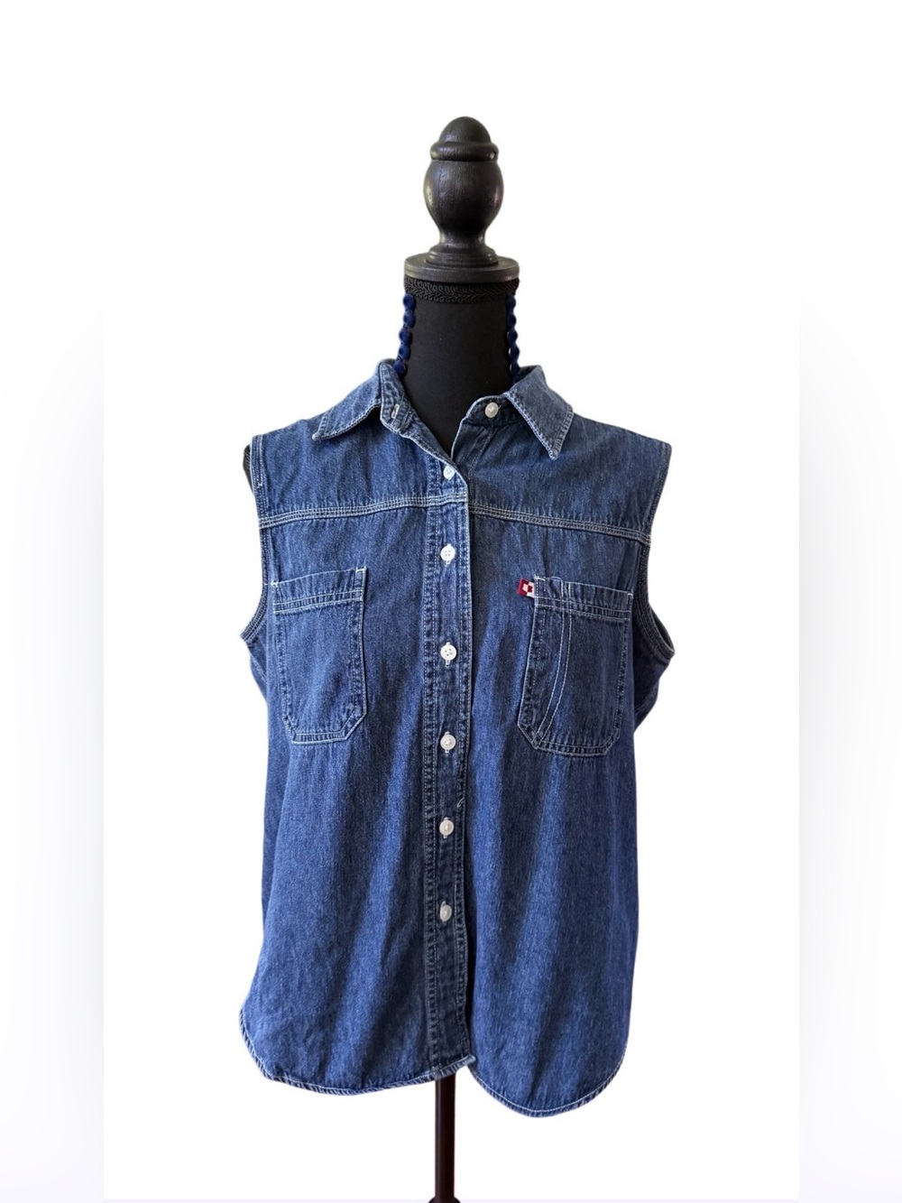Route 66 Dark Blue Denim Button Down Shirt Vest
